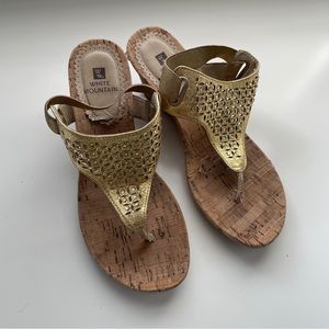 White mountain sandal wedges